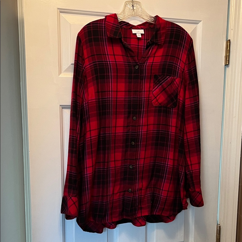 J. Jill Vibrant Red Plaid Shirt